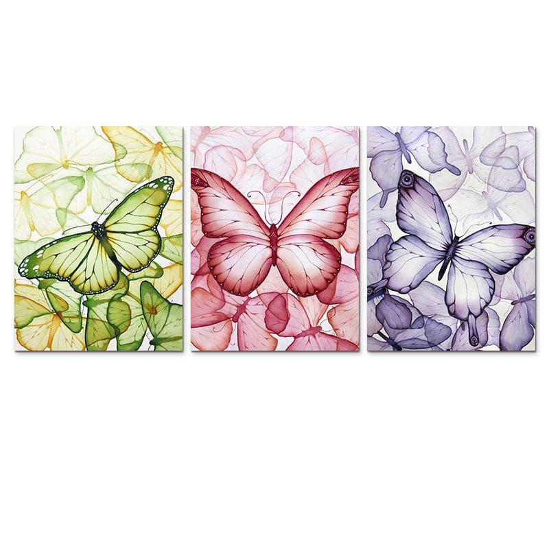 Framed 3 Panels - Butterflies