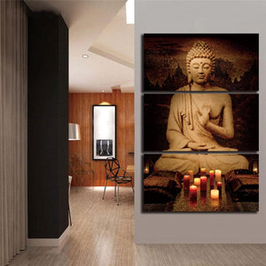 Framed 3 Panels - Buddha