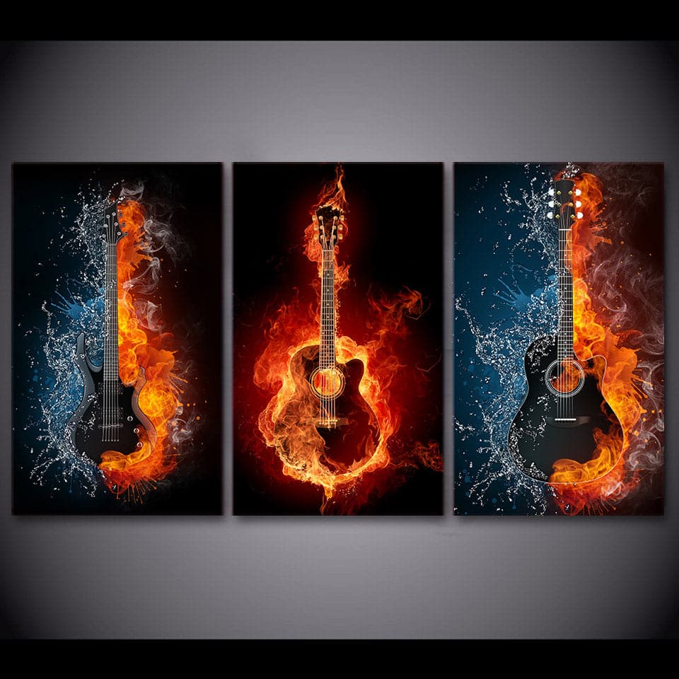 Framed 3 Panels - Guitars