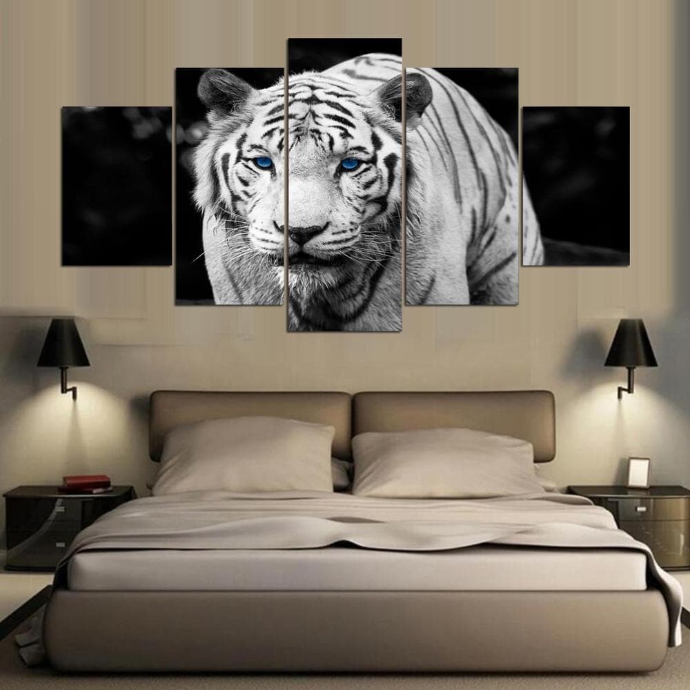 Framed 5 Panels - Tiger – Love Print & Free shipping NZ