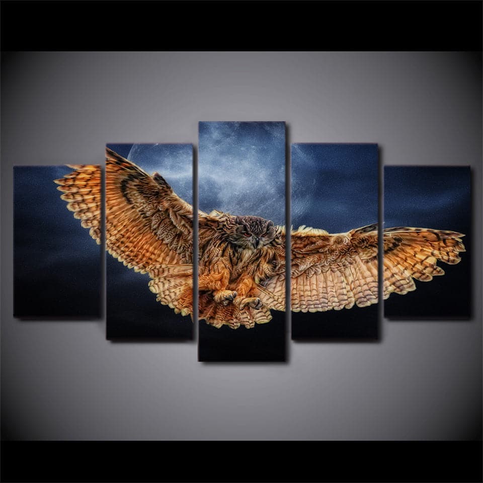 Framed 5 Panels - Owl