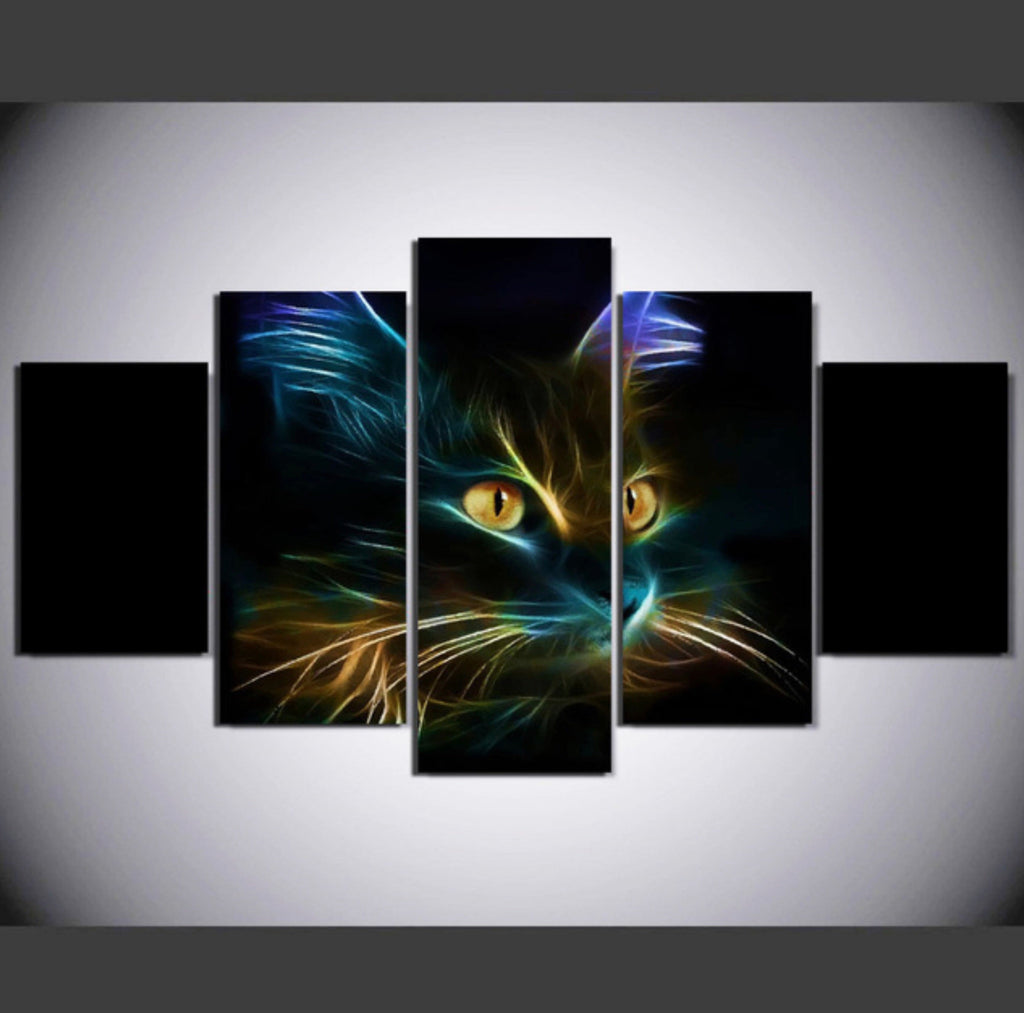 Framed 5 Panels - Cat