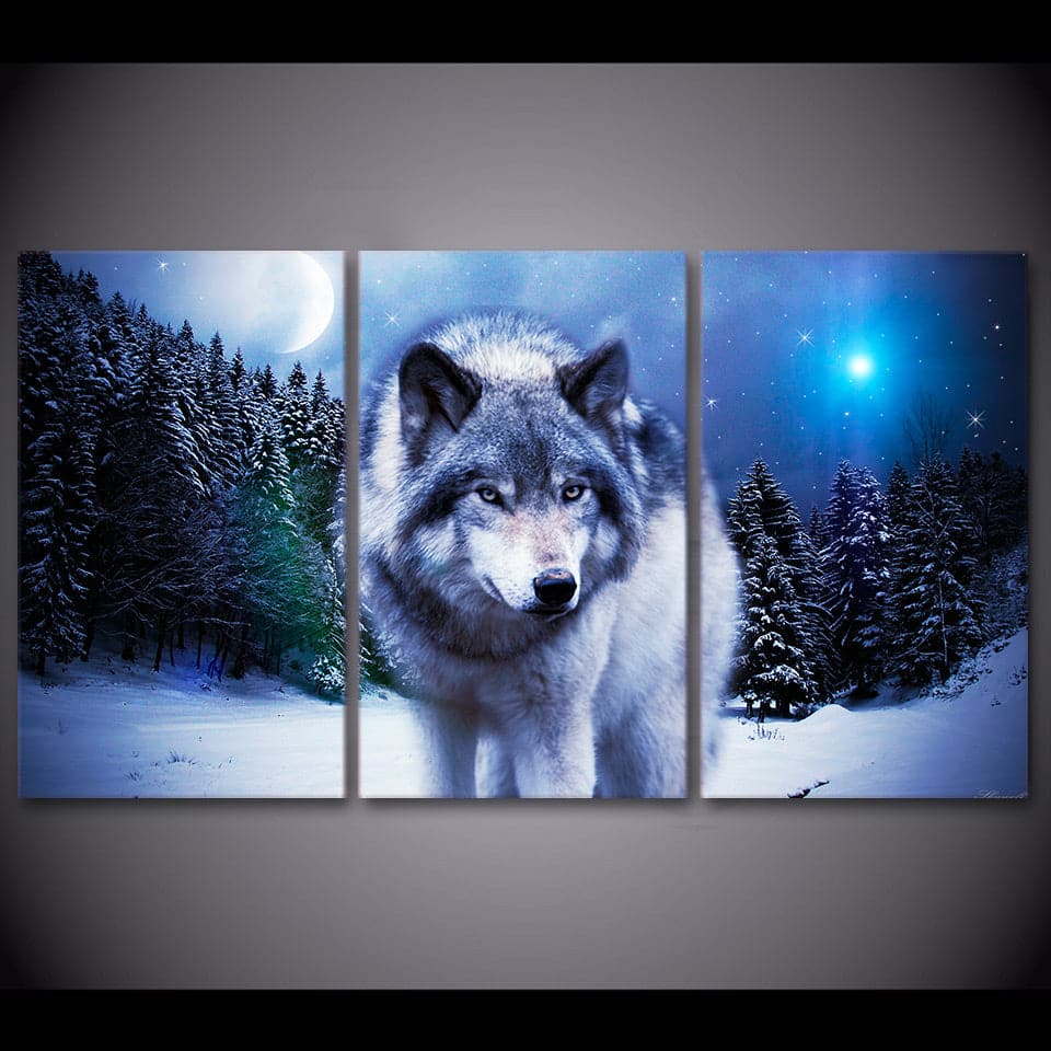 Framed 3 Panels - Wolf