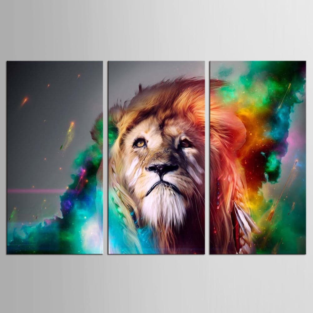 Framed 3 Panels - Lion