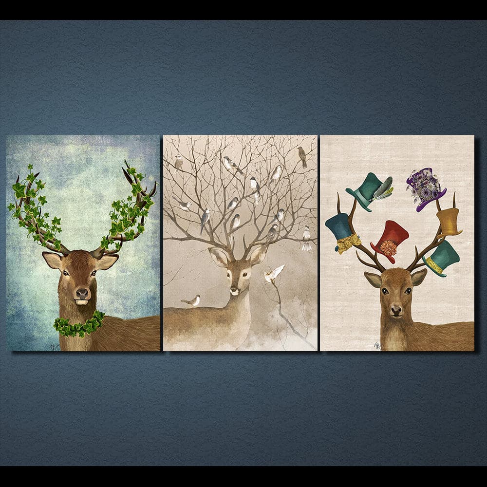 Framed 3 Panels - Deer