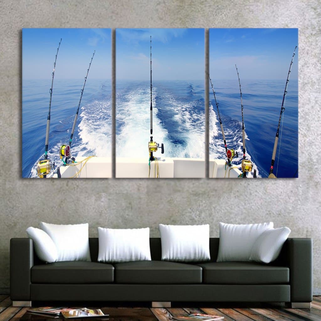 Framed 3 Panels - Fishing