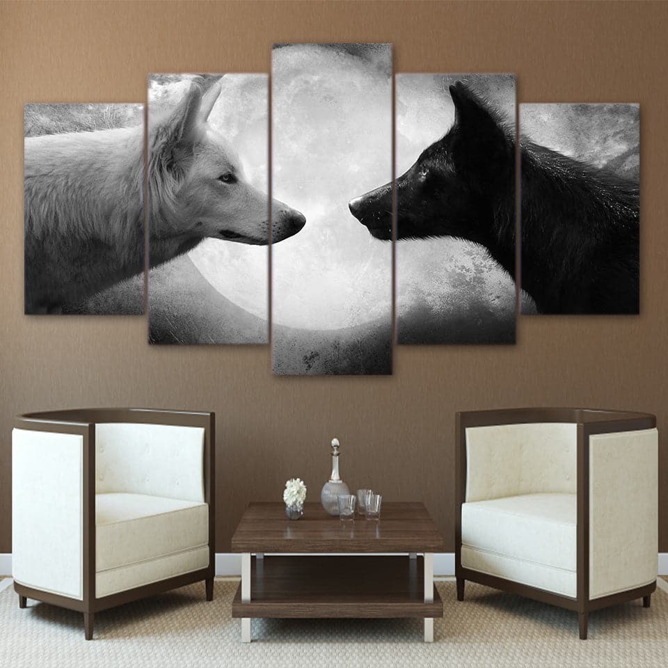 Framed 5 Panels - Wolfs