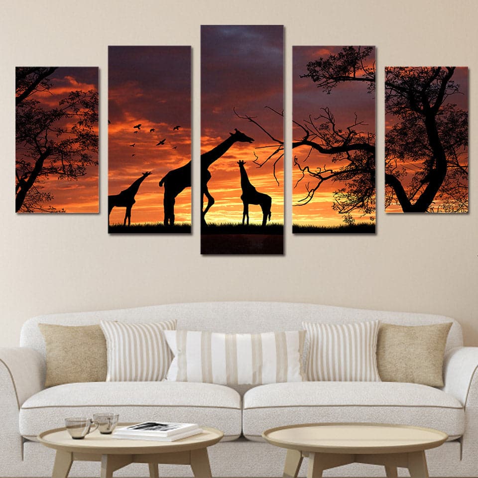 Framed 5 Panels - Africa