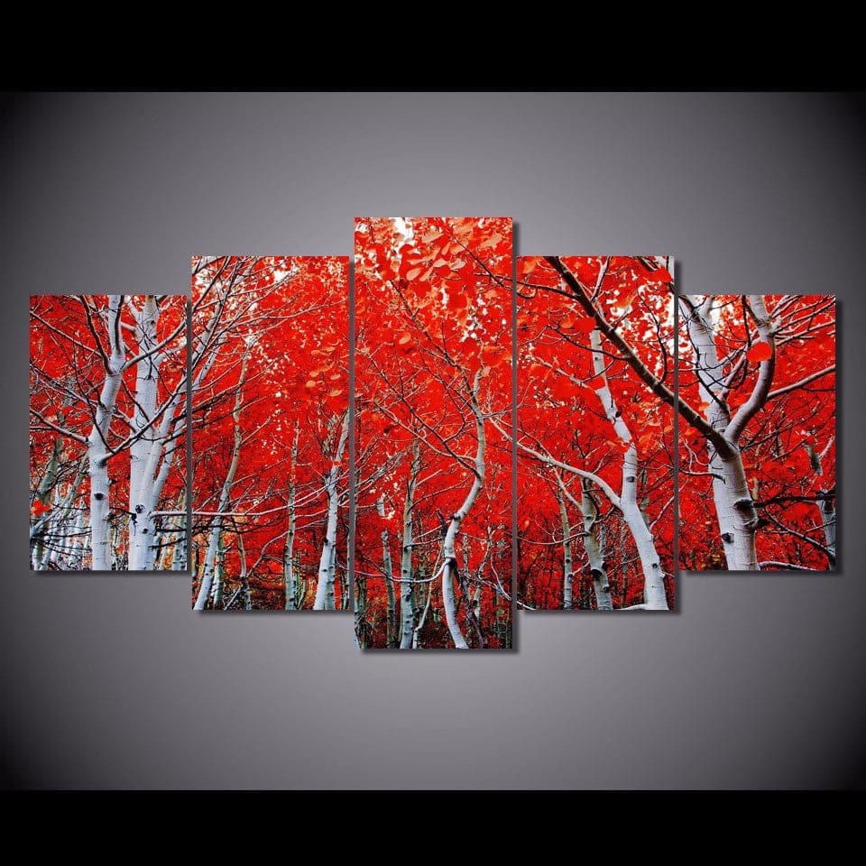 Framed 5 Panels - Red Frost