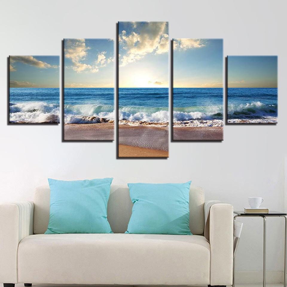 Framed 5 Panels - Seascape – Love Print & Free shipping NZ