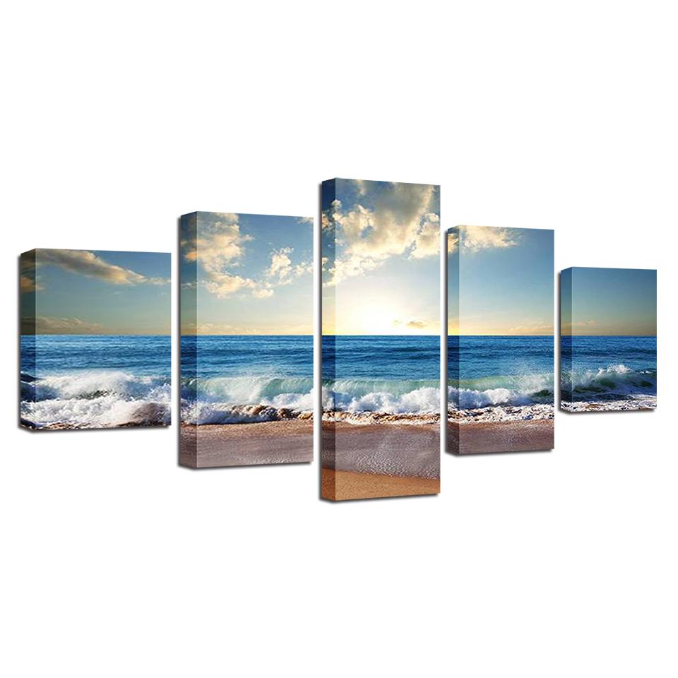 Framed 5 Panels - Seascape – Love Print & Free shipping NZ