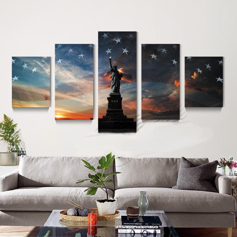 Framed 5 Panels - Statue of Liberty