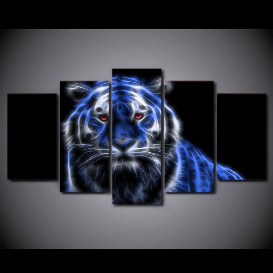 Framed 5 Panels - Tiger