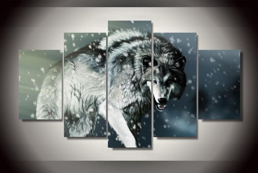 Framed 5 Panels - Wolf