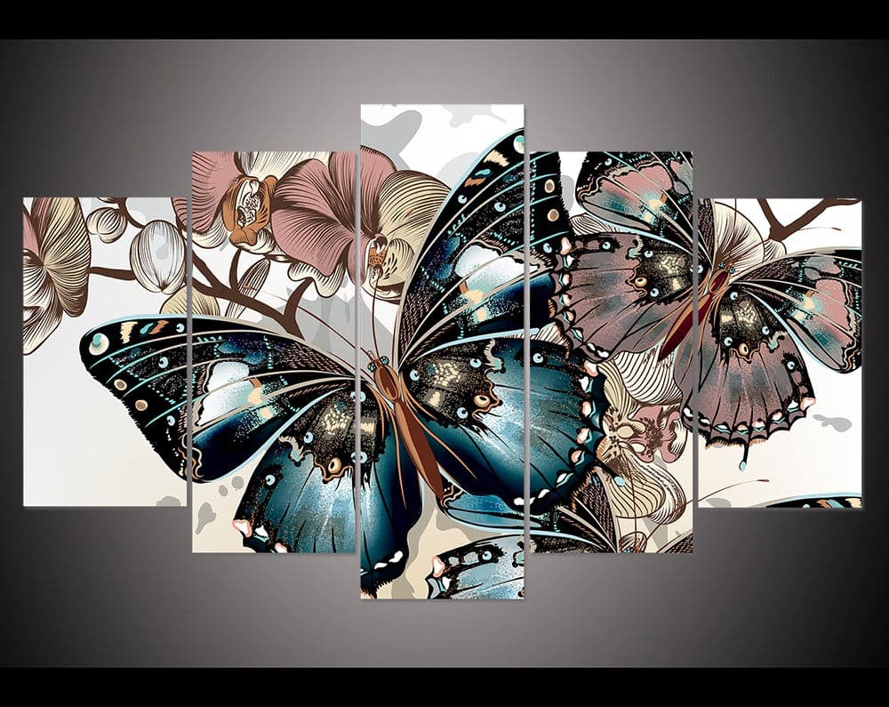 Framed 5 Panels - Butterfly