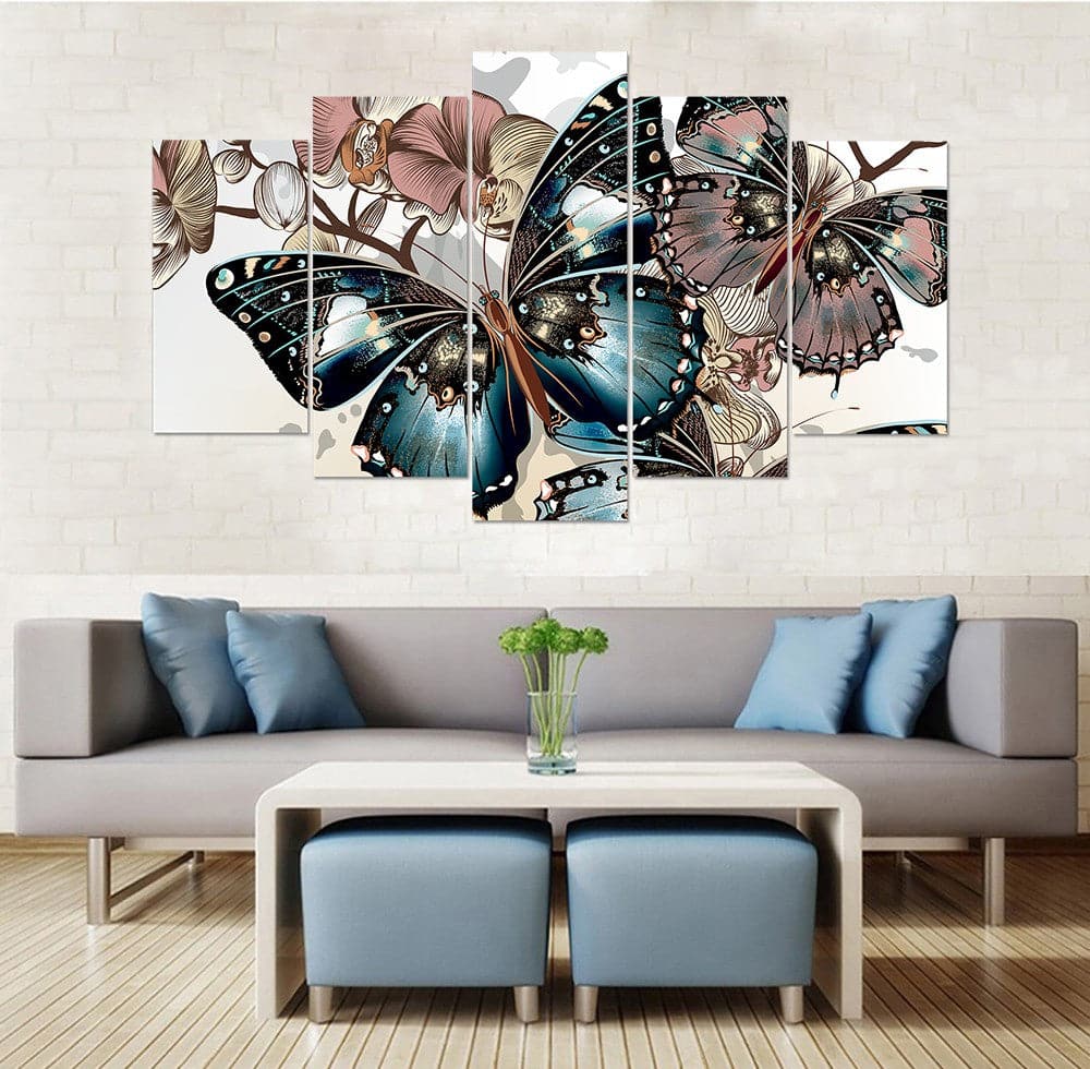 Framed 5 Panels - Butterfly