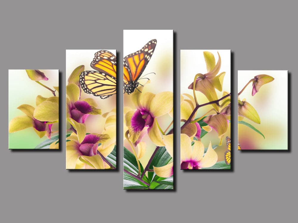 Framed 5 Panels - Butterfly