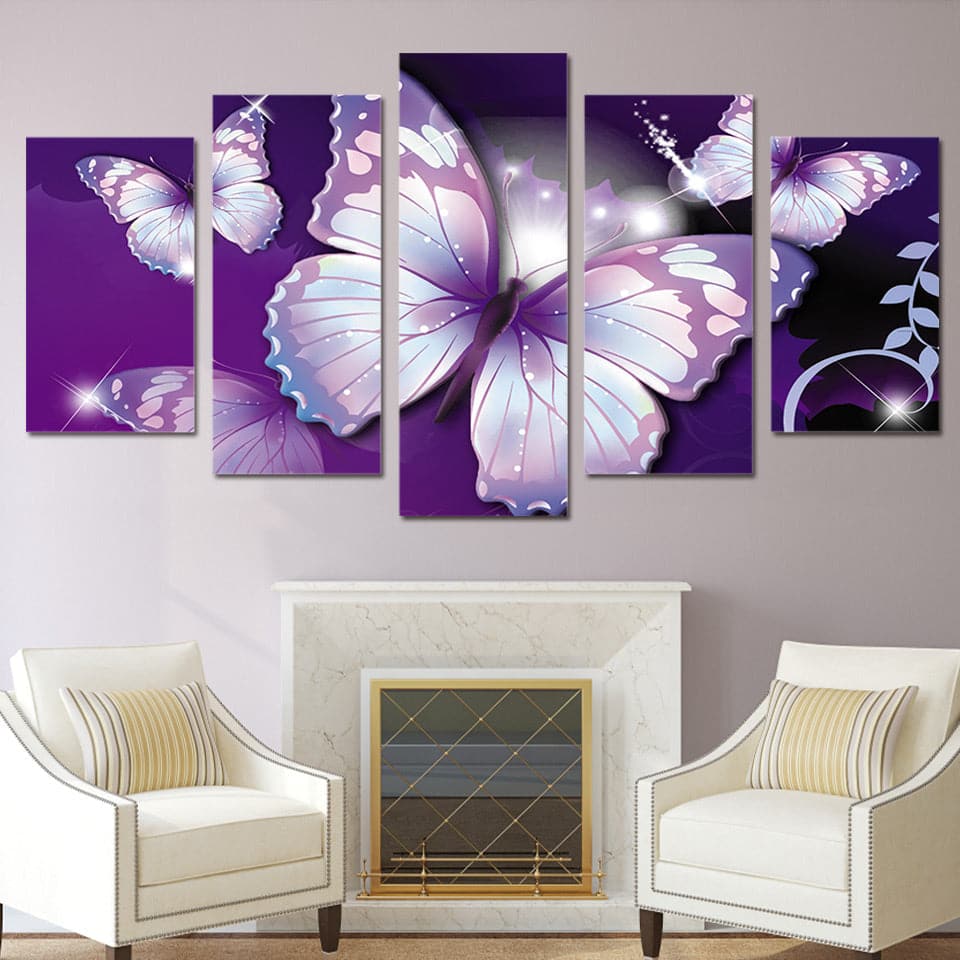 Framed 5 Panels - Butterfly