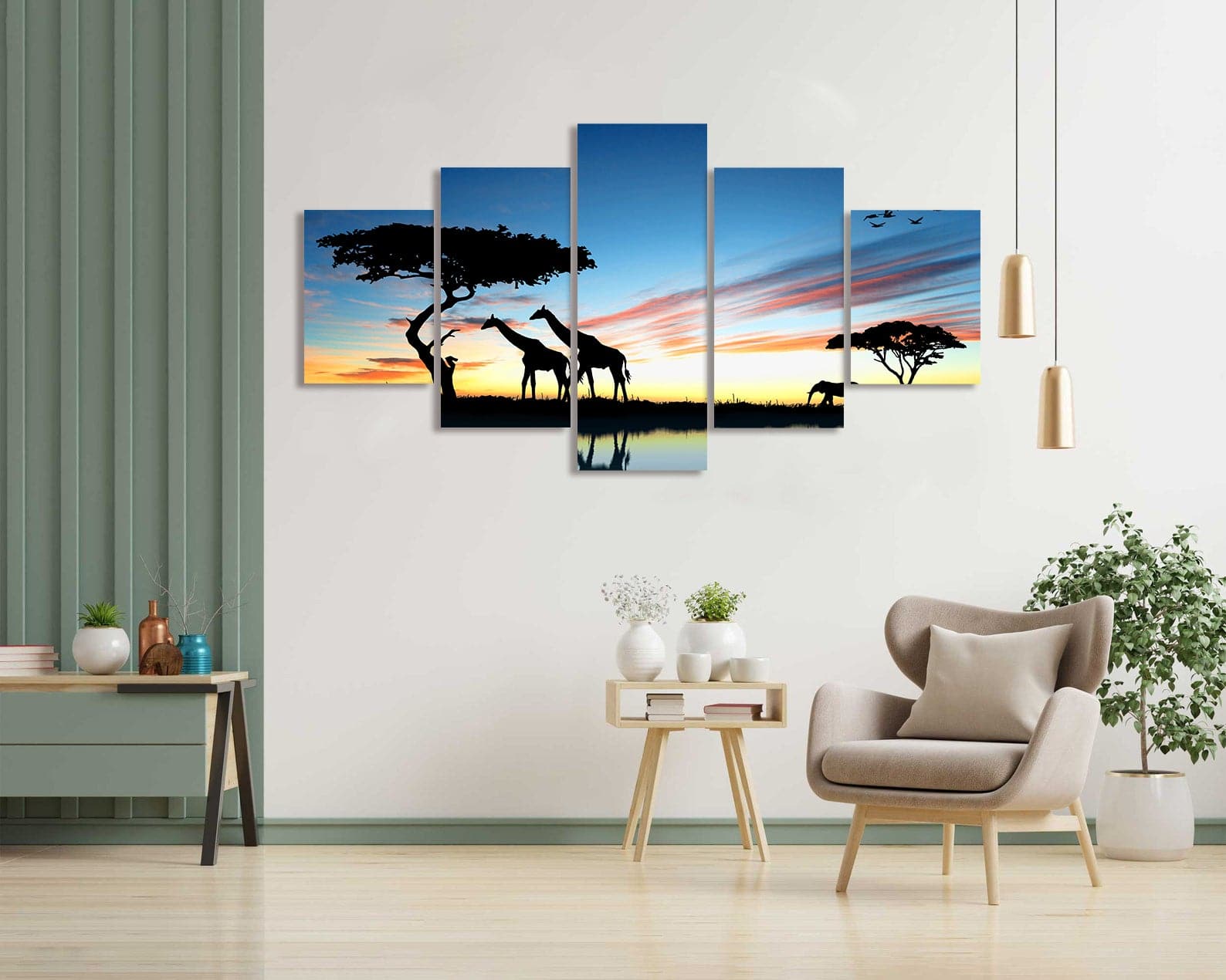 Framed 5 Panels - Africa – Love Print & Free shipping NZ