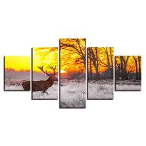 Framed 5 Panels - Deer