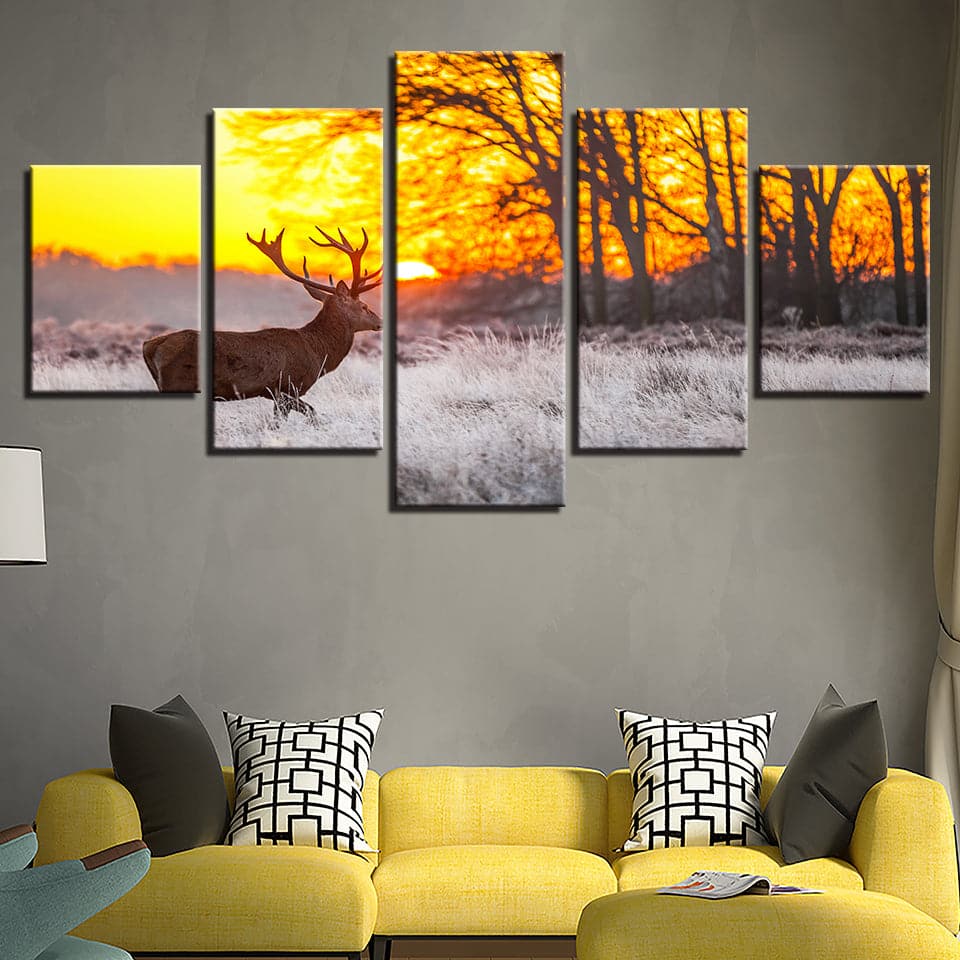 Framed 5 Panels - Deer