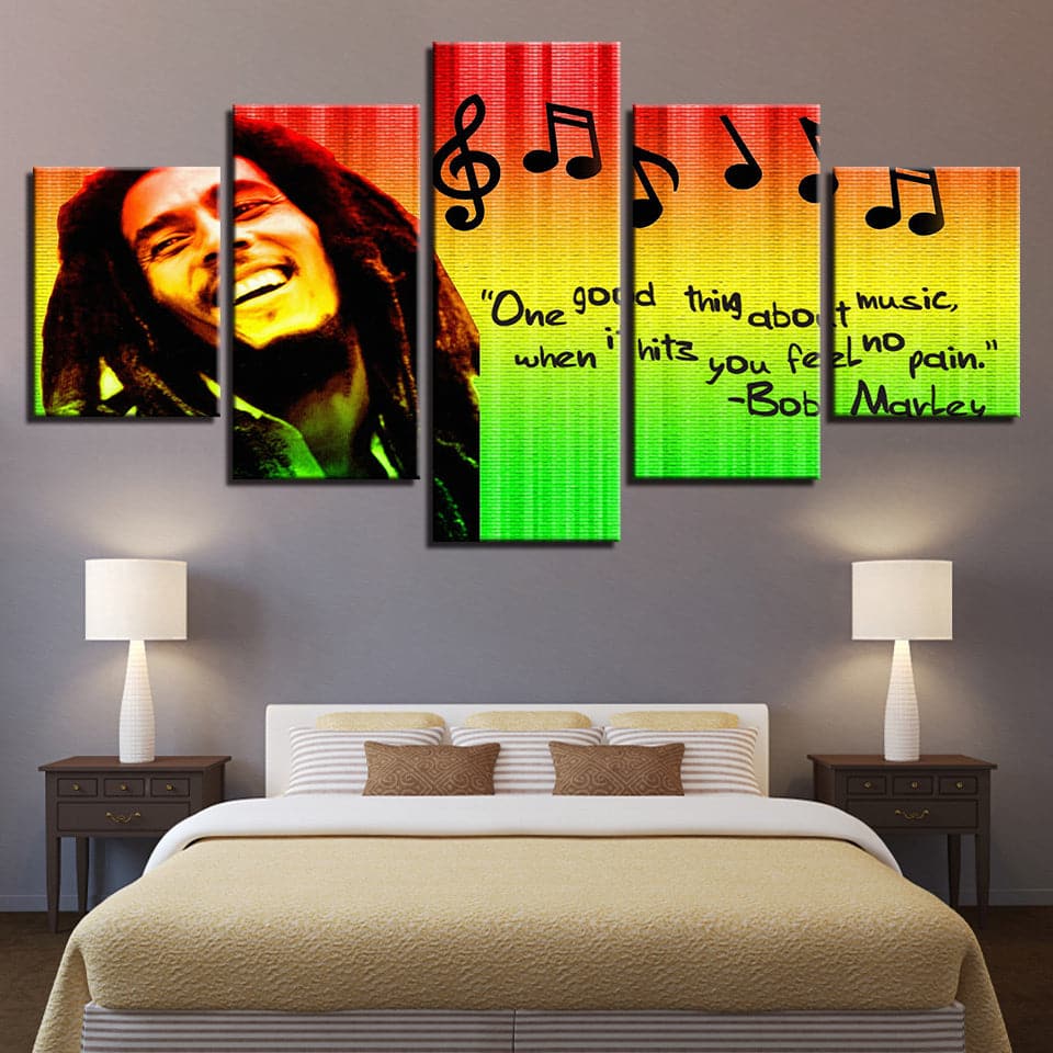 Framed 5 Panels - Bob Marley