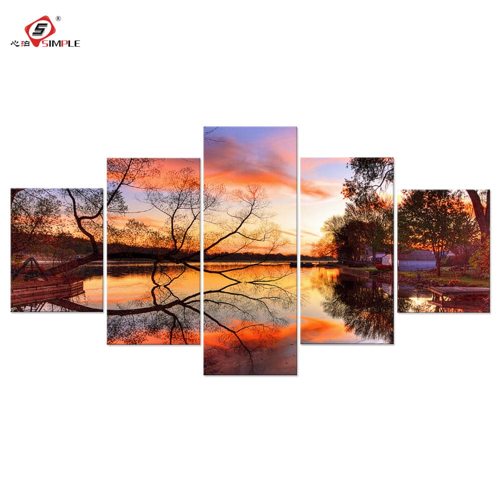 Framed 5 Panels - Landscape