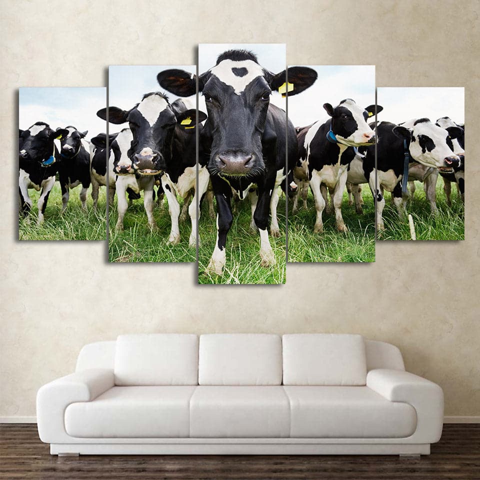 Framed 5 Panels - Cows