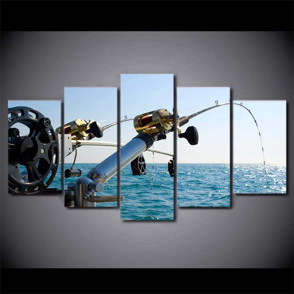 Framed 5 Panels - Fishing