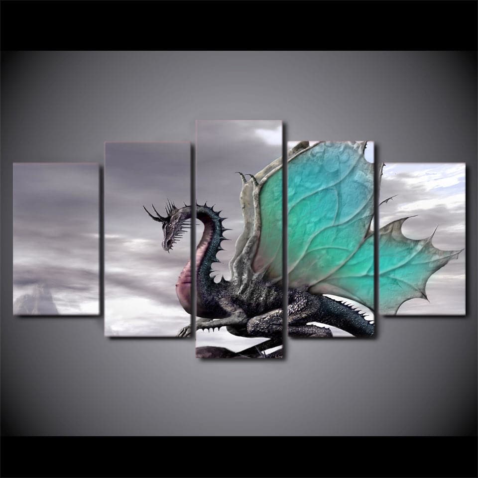 Framed 5 Panels - Dragon