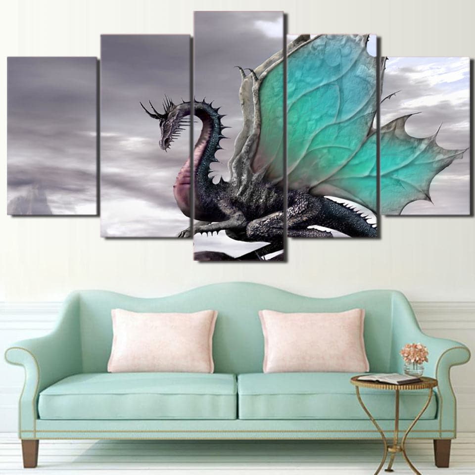 Framed 5 Panels - Dragon