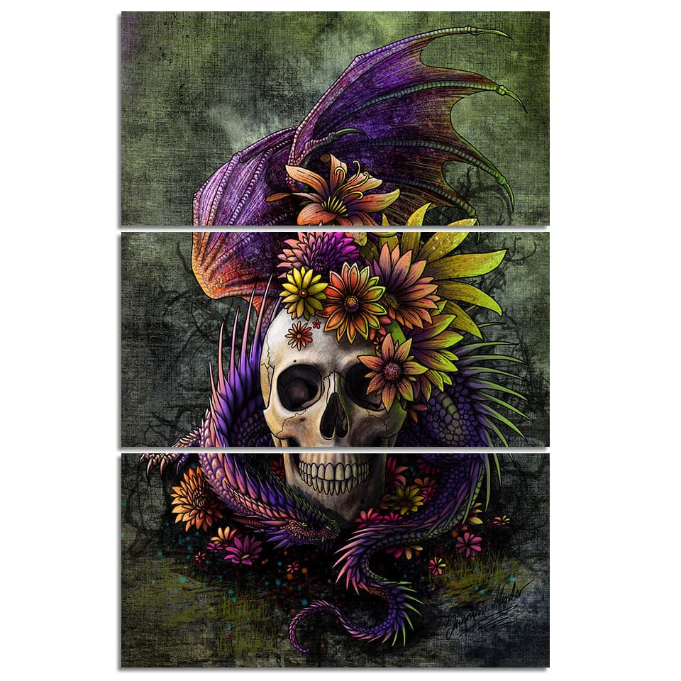 Framed 3 Panels - Skull Art