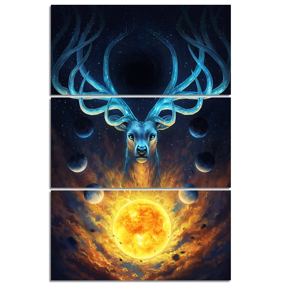 Framed 3 Panels - Deer Art