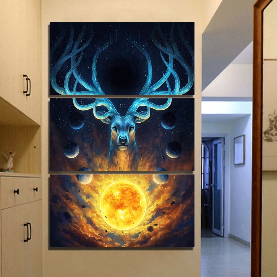 Framed 3 Panels - Deer Art