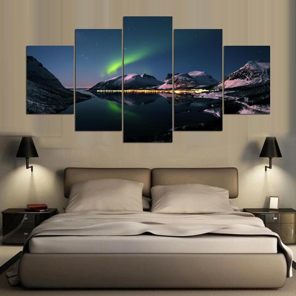 Framed 5 Panels - Northern lights