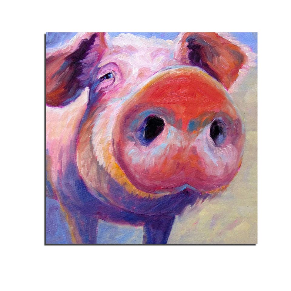 Framed 1 Panel - Pig Art