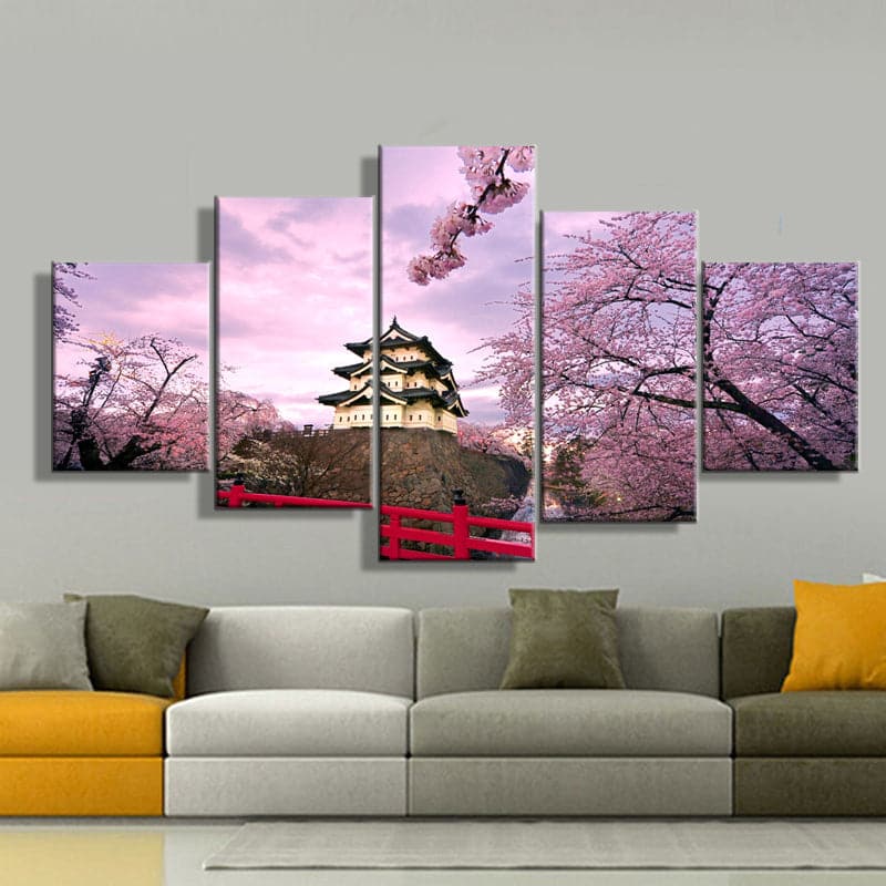 Framed 5 Panels - Japan Landscape