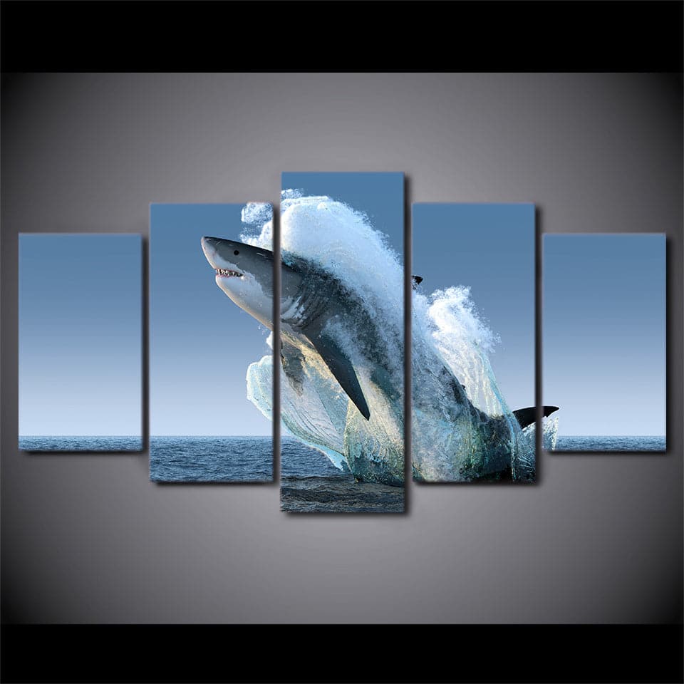 Framed 5 Panels - Shark