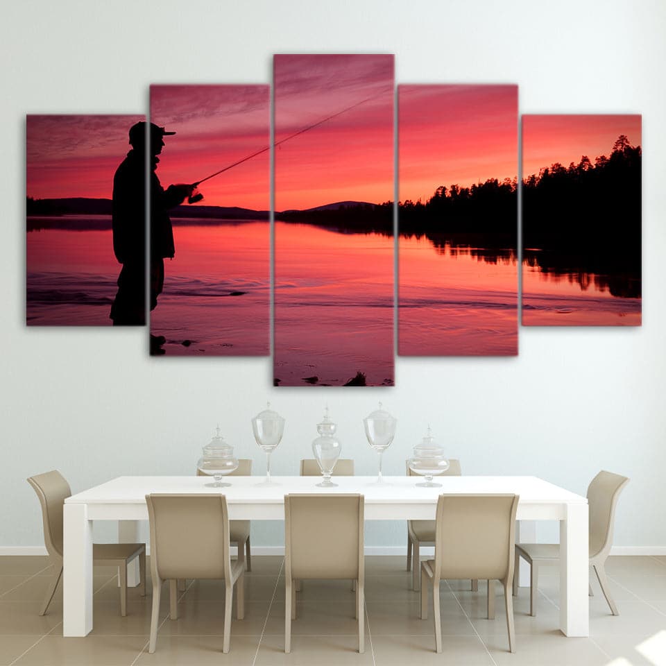 Framed 5 Panels - Fishing