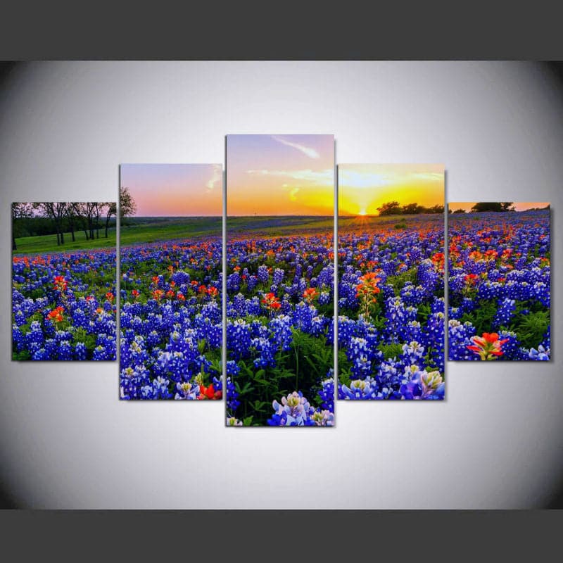 Framed 5 Panels - Flower Field