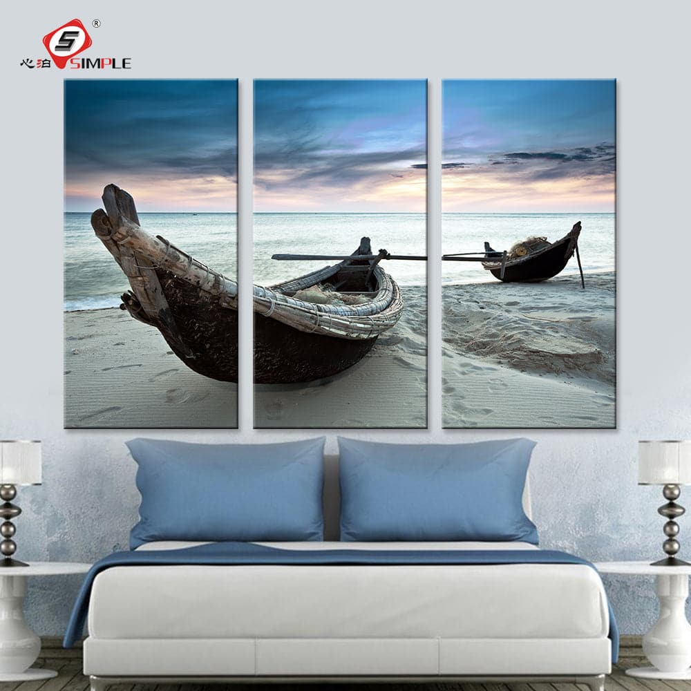 Framed 3 Panels - Boats