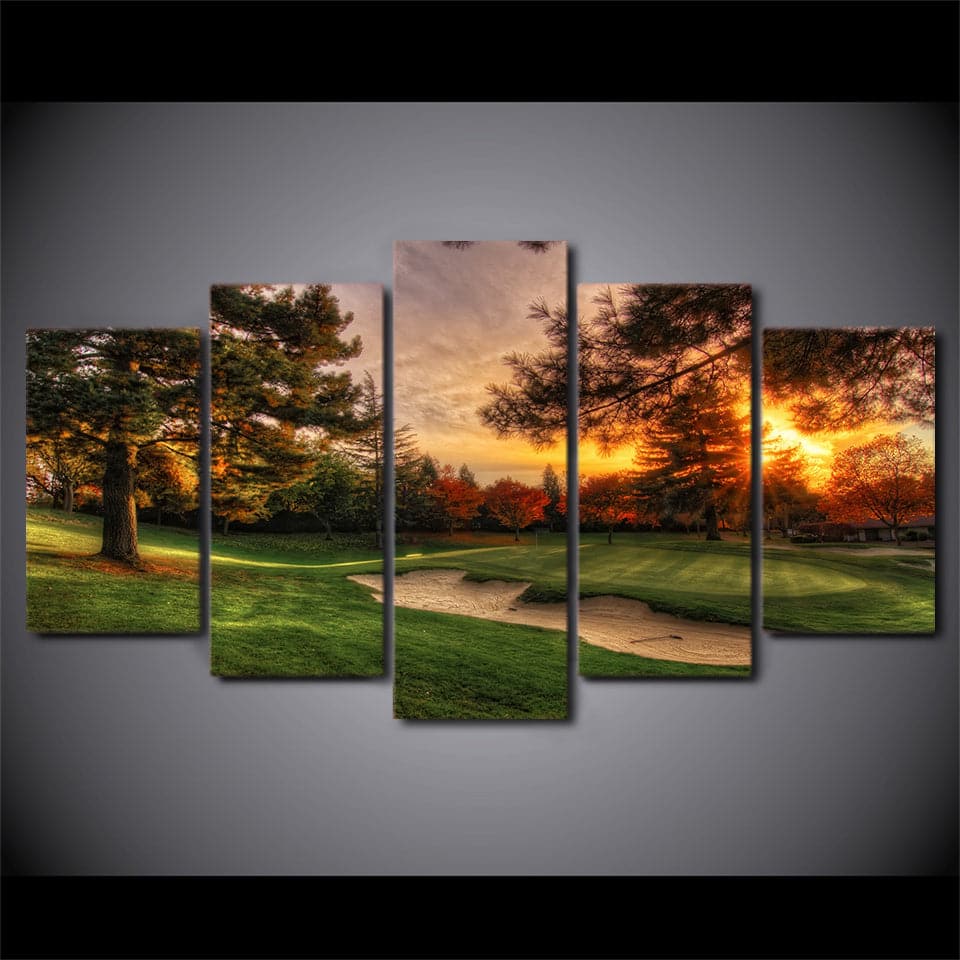 Framed 5 Panels - Golf Course