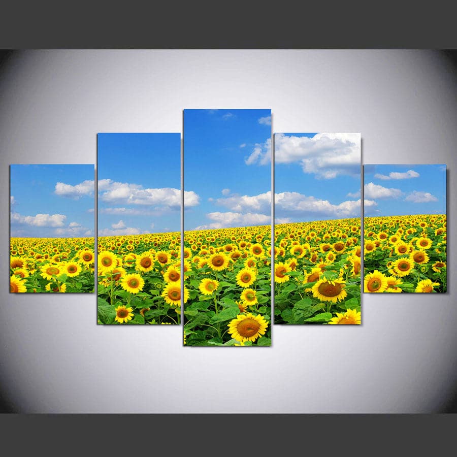 Framed 5 Panels - Sunflower