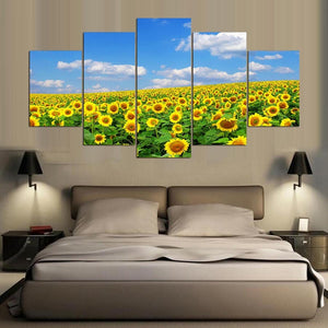 Framed 5 Panels - Sunflower