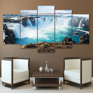 Framed 5 Panels - Waterfall