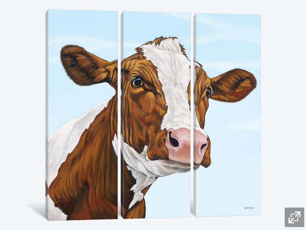 Framed 3 Panels - Cow art