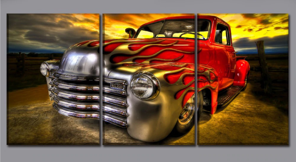 Framed 3 Panels - Classic Truck