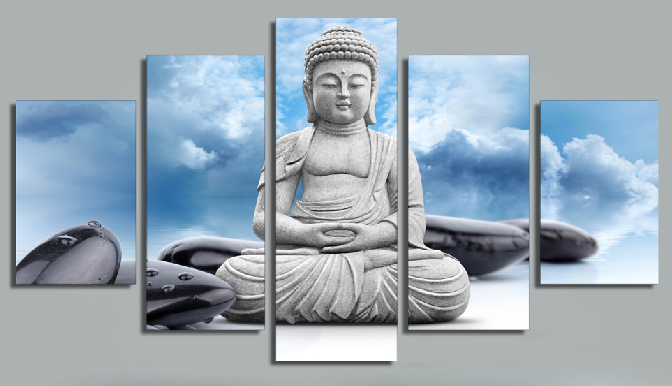 Framed 5 Panels - Buddha