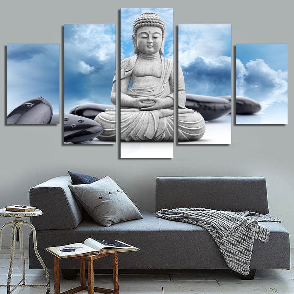 Framed 5 Panels - Buddha