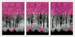 Framed 3 Panels - Red Deer